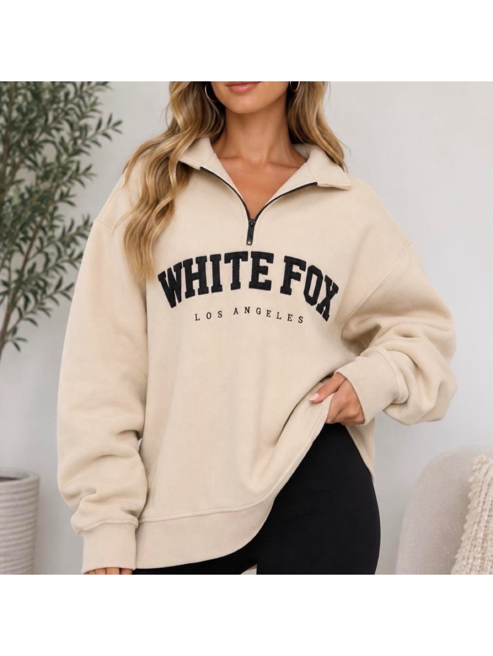 White Fox High Standard Zip Front Sweater